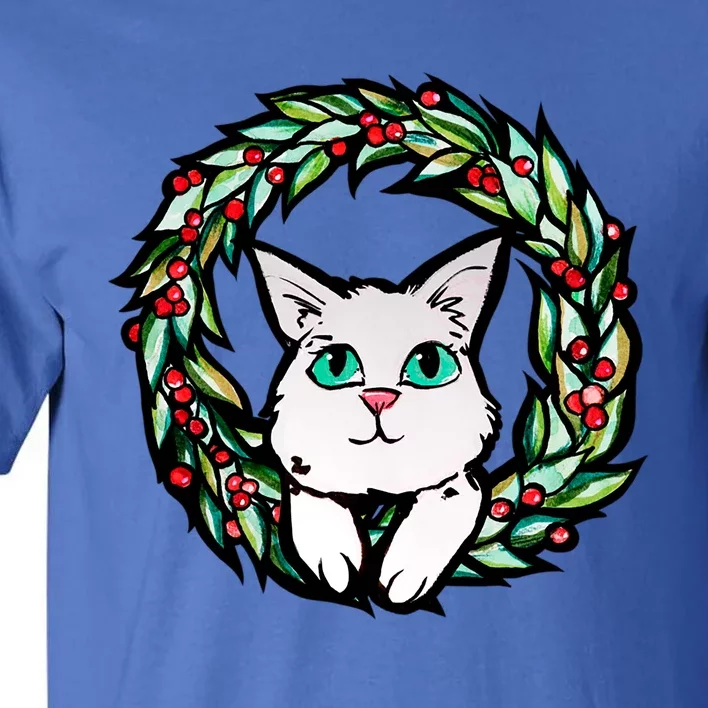 Meowy Catmas White Kitty Christmas Meaningful Gift Tall T-Shirt