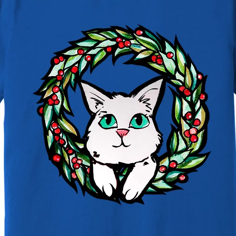 Meowy Catmas White Kitty Christmas Meaningful Gift Premium T-Shirt