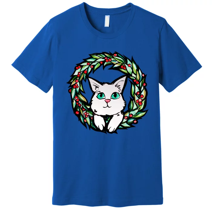 Meowy Catmas White Kitty Christmas Meaningful Gift Premium T-Shirt