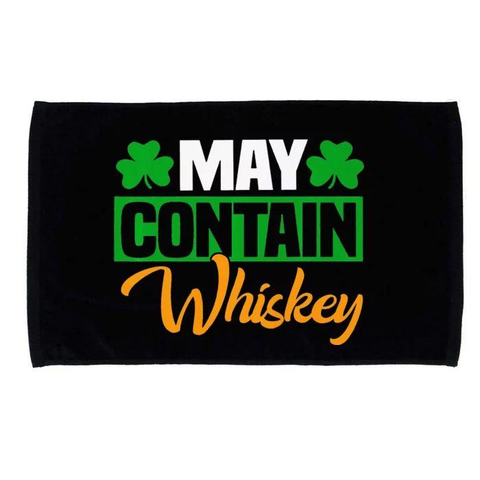 May Contain Whiskey Funny Irish St. Patrick's Day Microfiber Hand Towel