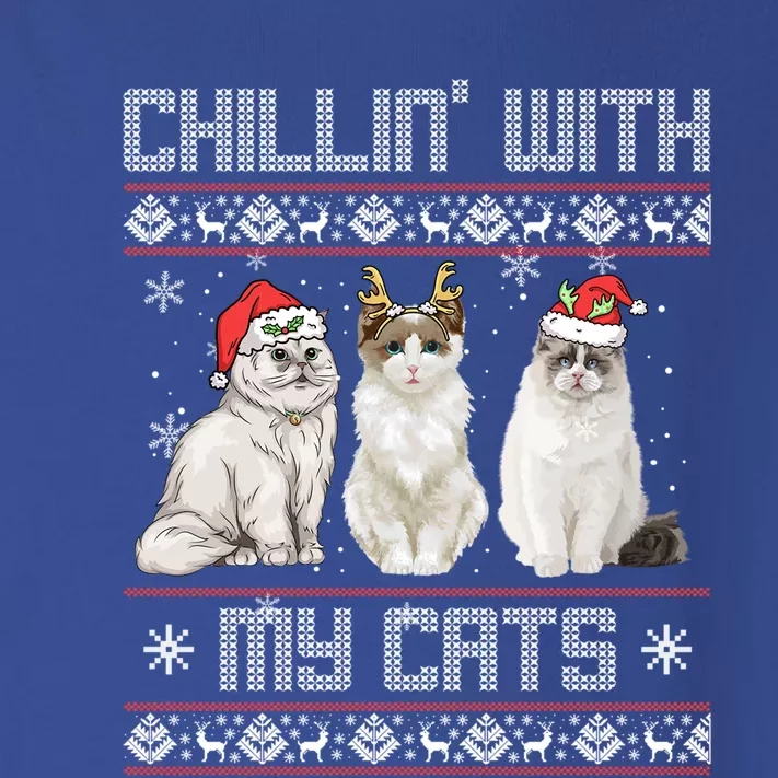 Meowy Chillin With My Cats Feline Fun Christmas Cat Funny Gift Toddler Long Sleeve Shirt