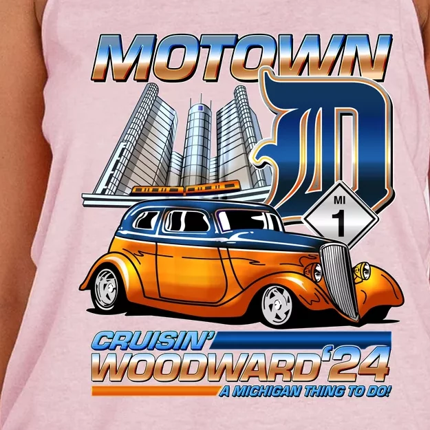 Motown Cruisin Woodward 2024 Women's Knotted Racerback Tank