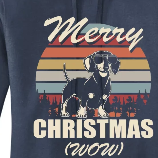 Merry Christmas Wow Dachshund Funny Christmas Gift Great Gift Women's Pullover Hoodie