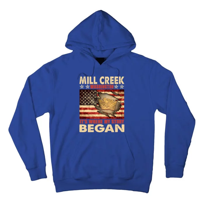 Mill Creek Washington Usa Flag 4th Of July Meaningful Gift Tall Hoodie