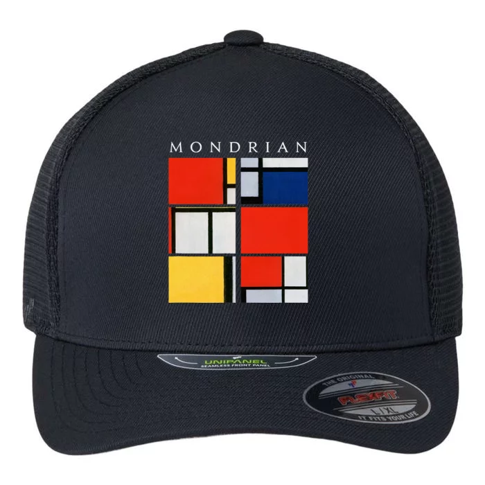 Mondrian Composition With Red Yellow Blue & Black (1921) Flexfit Unipanel Trucker Cap