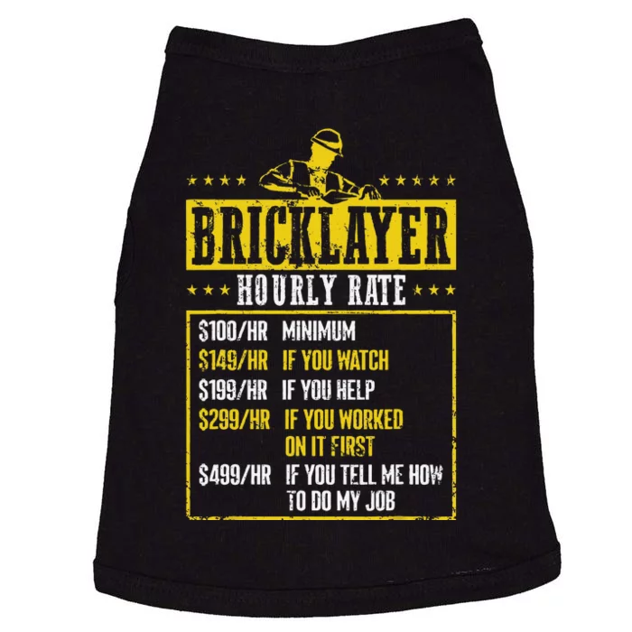 Masonry Construction Worker Funny Bricklayer Hourly Rate Doggie Tank