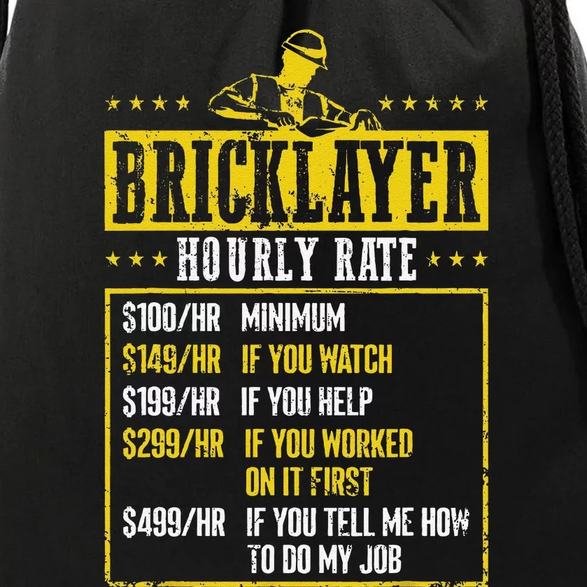 Masonry Construction Worker Funny Bricklayer Hourly Rate Drawstring Bag