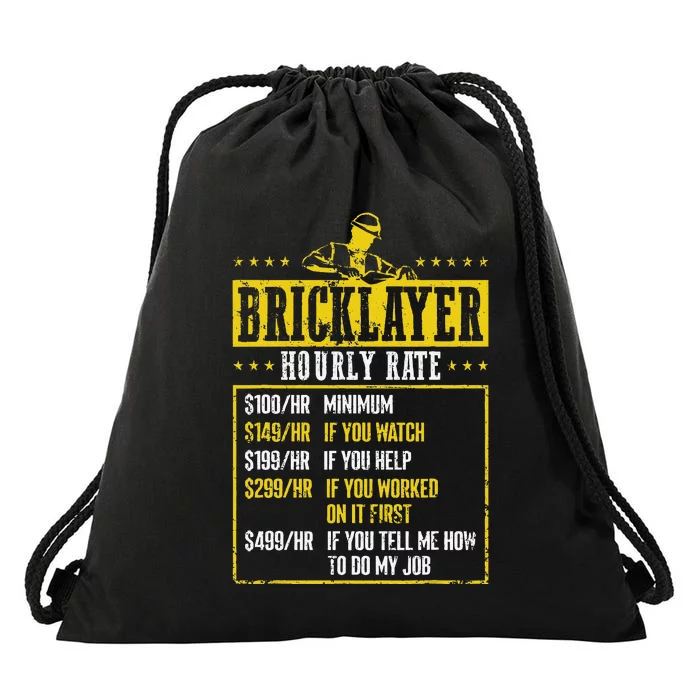 Masonry Construction Worker Funny Bricklayer Hourly Rate Drawstring Bag