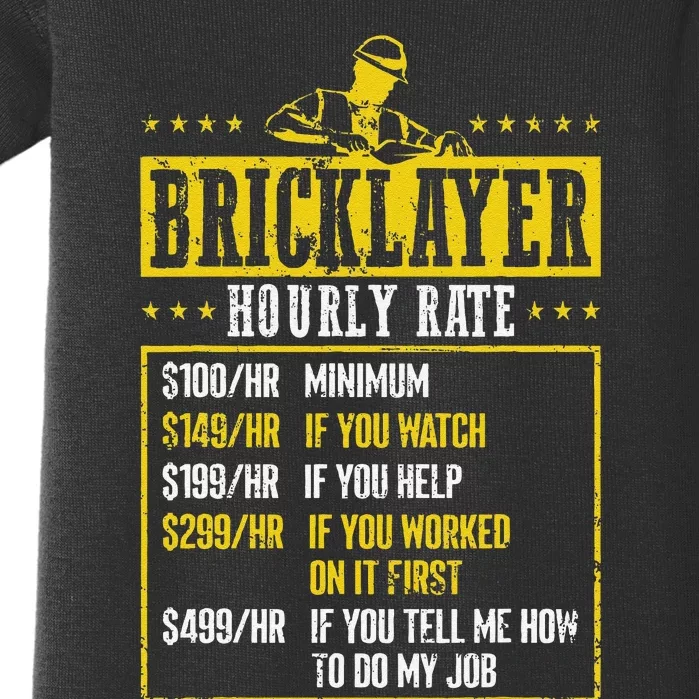 Masonry Construction Worker Funny Bricklayer Hourly Rate Baby Bodysuit