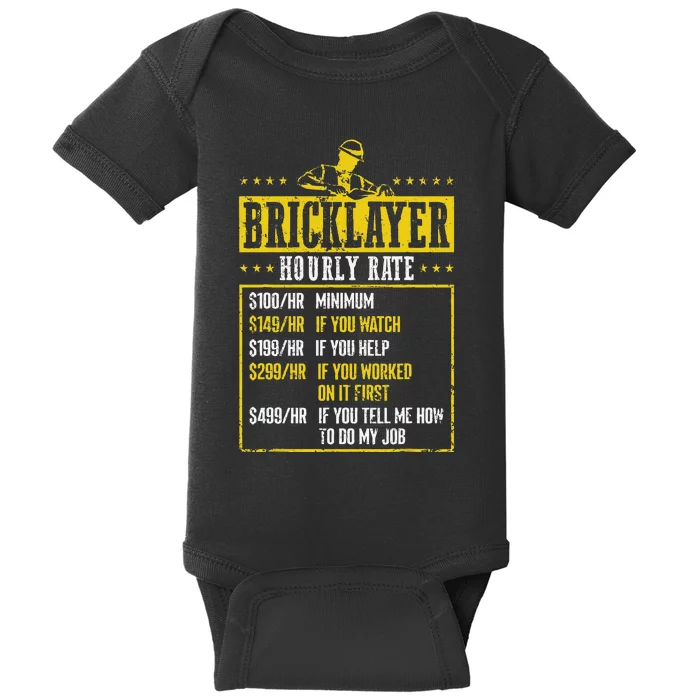 Masonry Construction Worker Funny Bricklayer Hourly Rate Baby Bodysuit