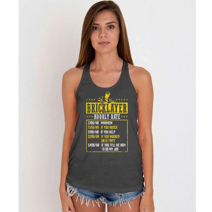 Masonry Construction Worker Funny Bricklayer Hourly Rate Women's Knotted Racerback Tank