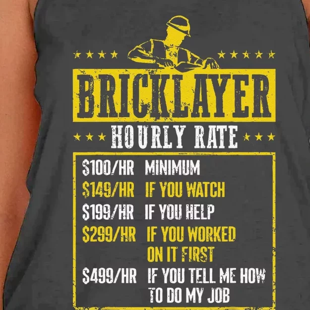 Masonry Construction Worker Funny Bricklayer Hourly Rate Women's Knotted Racerback Tank