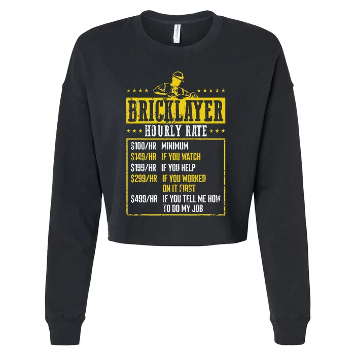 Masonry Construction Worker Funny Bricklayer Hourly Rate Cropped Pullover Crew