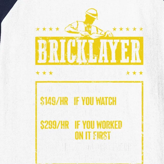 Masonry Construction Worker Funny Bricklayer Hourly Rate Baseball Sleeve Shirt