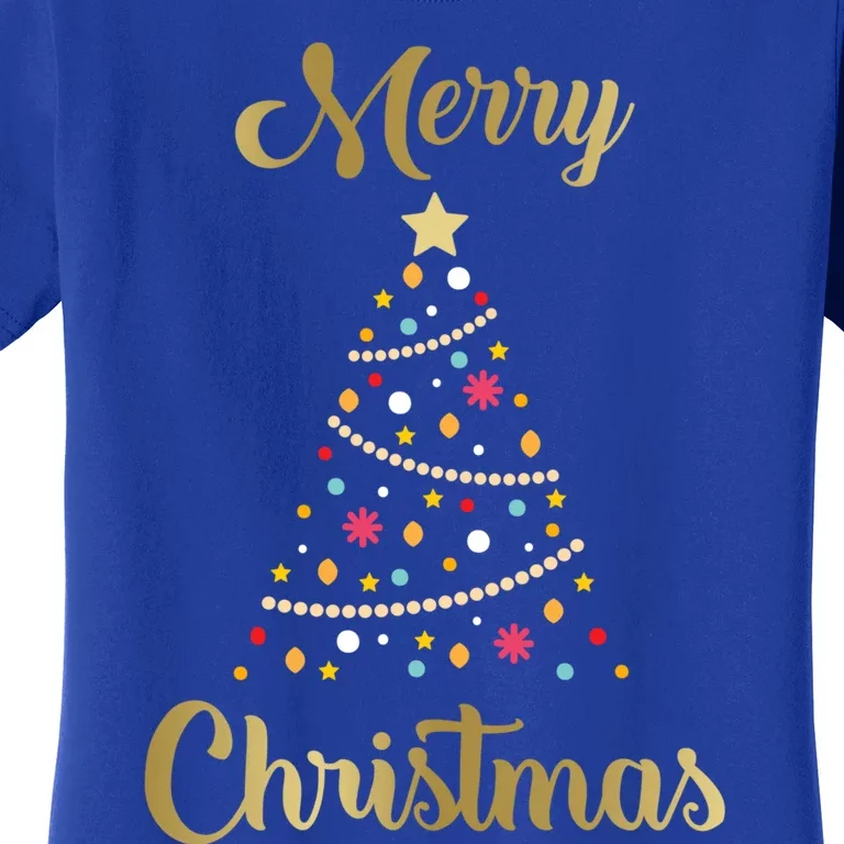 Merry Christmas With Xmas Tree And Lights For Holiday Season Gift Women's T-Shirt