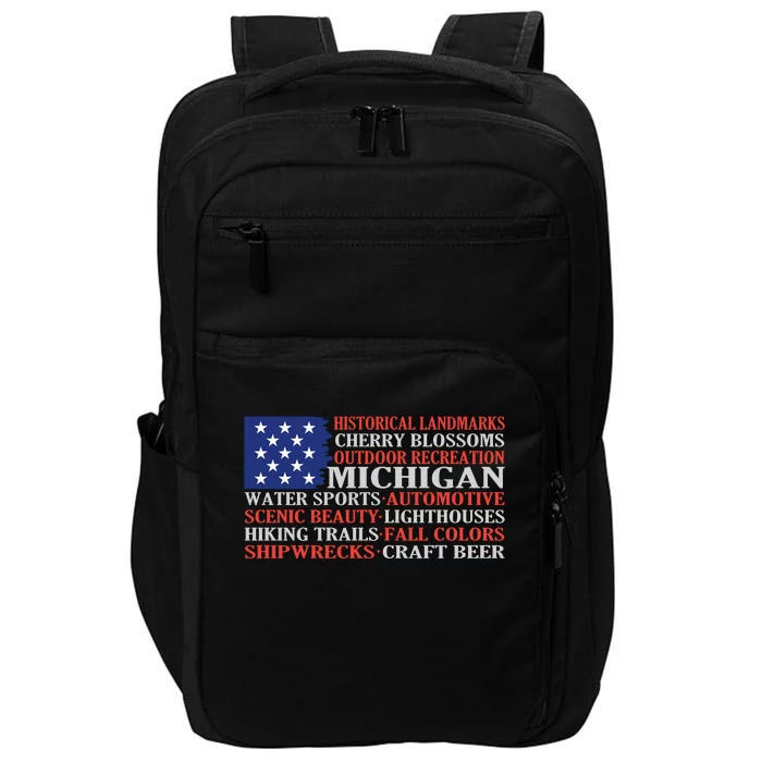 Michigan Characteristic Words Impact Tech Backpack