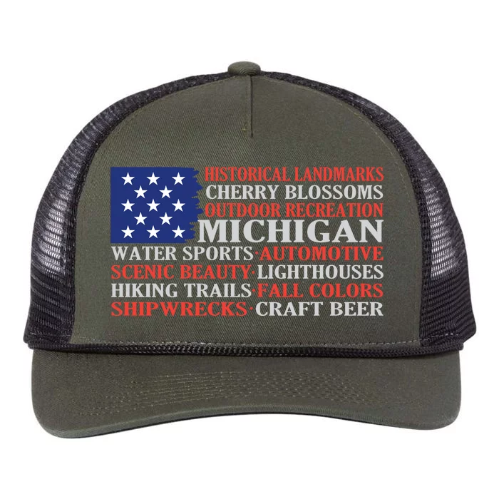 Michigan Characteristic Words Retro Rope Trucker Hat Cap