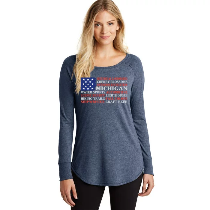 Michigan Characteristic Words Women's Perfect Tri Tunic Long Sleeve Shirt