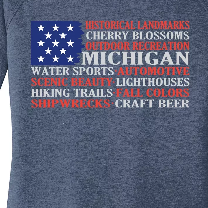 Michigan Characteristic Words Women's Perfect Tri Tunic Long Sleeve Shirt