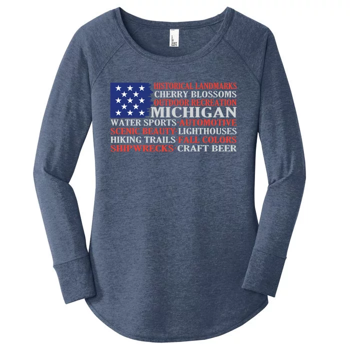 Michigan Characteristic Words Women's Perfect Tri Tunic Long Sleeve Shirt