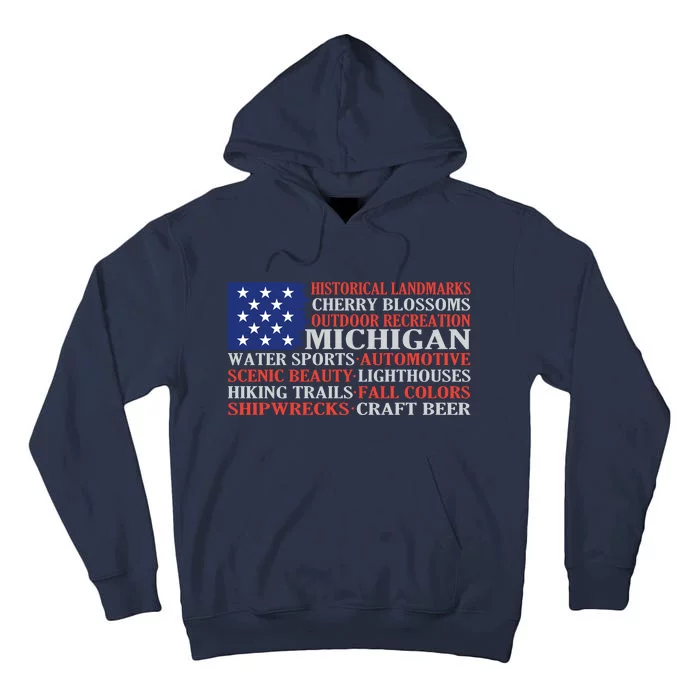 Michigan Characteristic Words Tall Hoodie