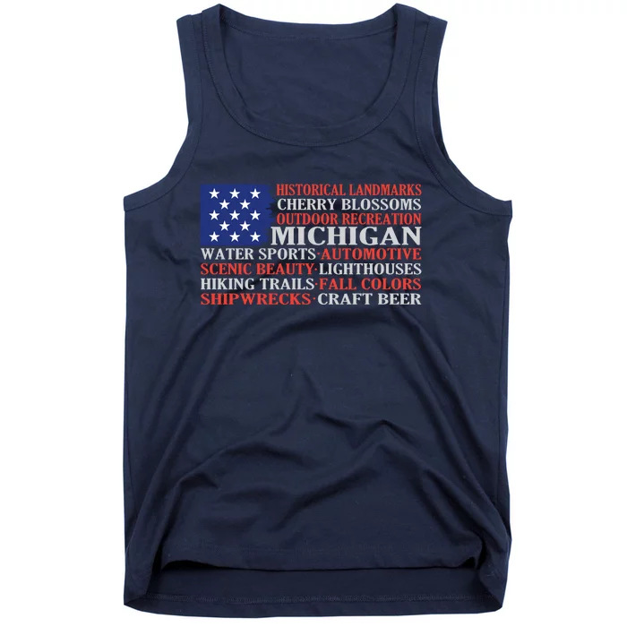 Michigan Characteristic Words Tank Top