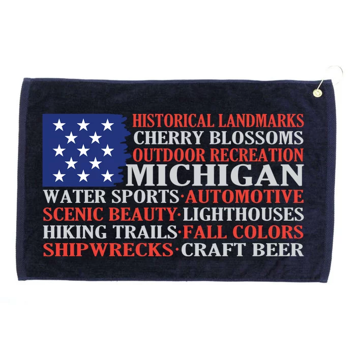 Michigan Characteristic Words Grommeted Golf Towel