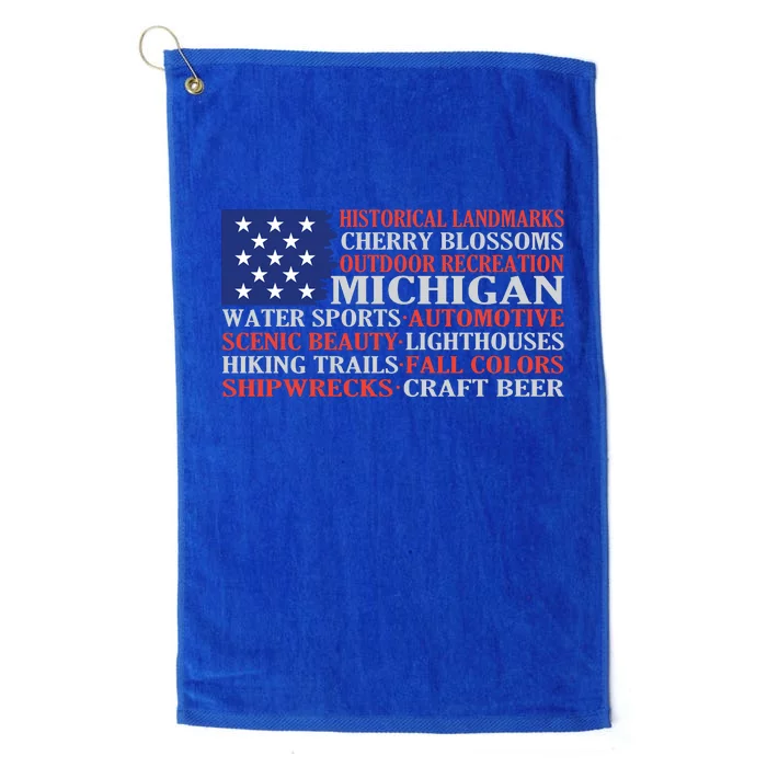 Michigan Characteristic Words Platinum Collection Golf Towel