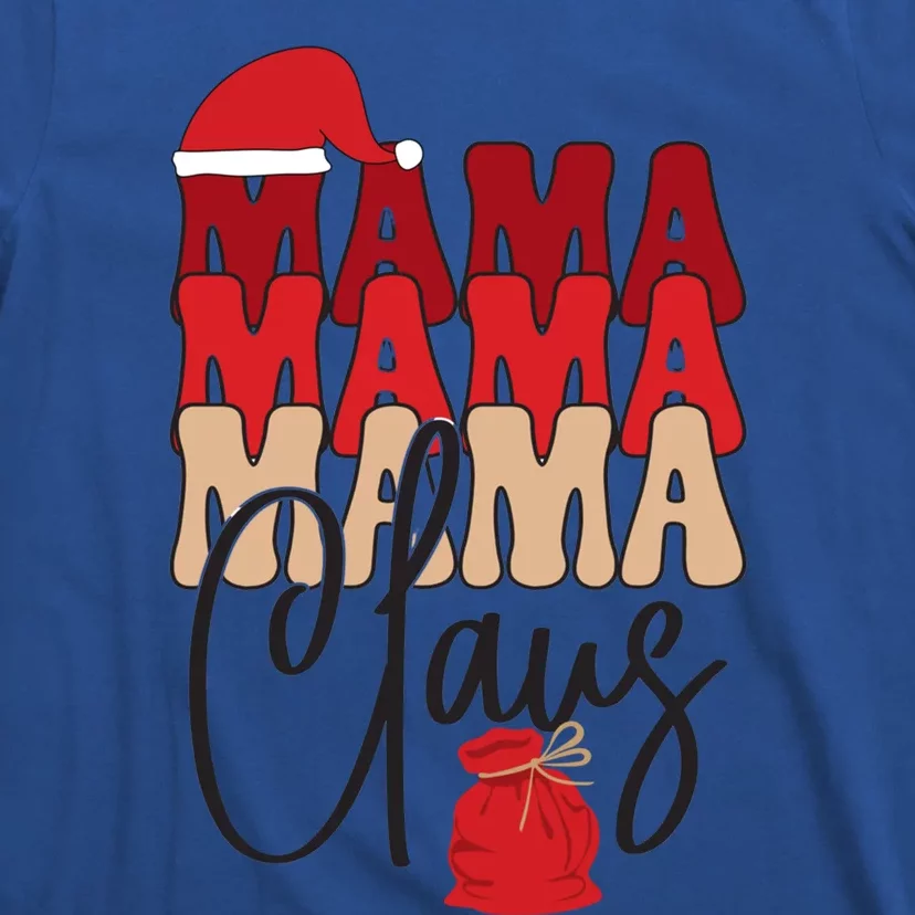 Mama Claus With Santa Hat And Bag Funny Retro Christmas Funny Gift T-Shirt