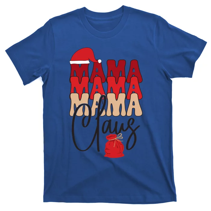 Mama Claus With Santa Hat And Bag Funny Retro Christmas Funny Gift T-Shirt