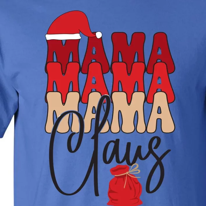 Mama Claus With Santa Hat And Bag Funny Retro Christmas Funny Gift Tall T-Shirt