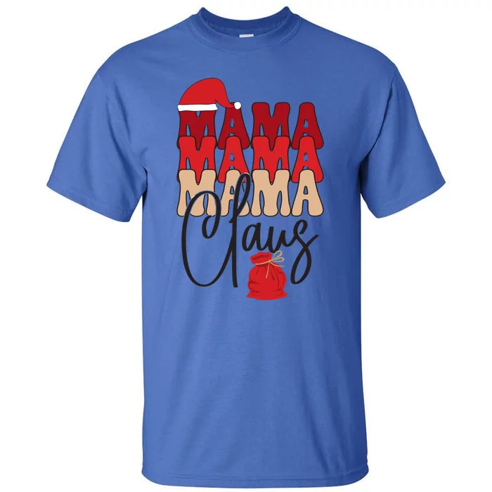 Mama Claus With Santa Hat And Bag Funny Retro Christmas Funny Gift Tall T-Shirt