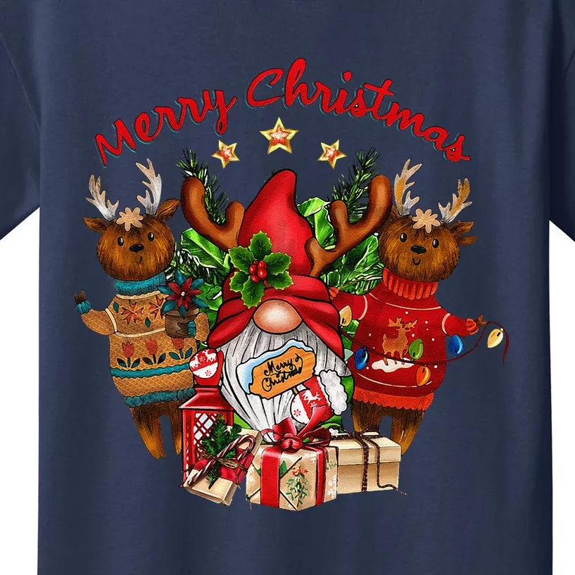 Merry Christmas With Deers And Gnomes Matching Family Gifts Kids T-Shirt