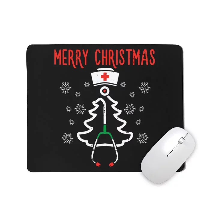 Merry Christmas Xmas Stethoscope Nurse Christmas Scrub Women Mousepad