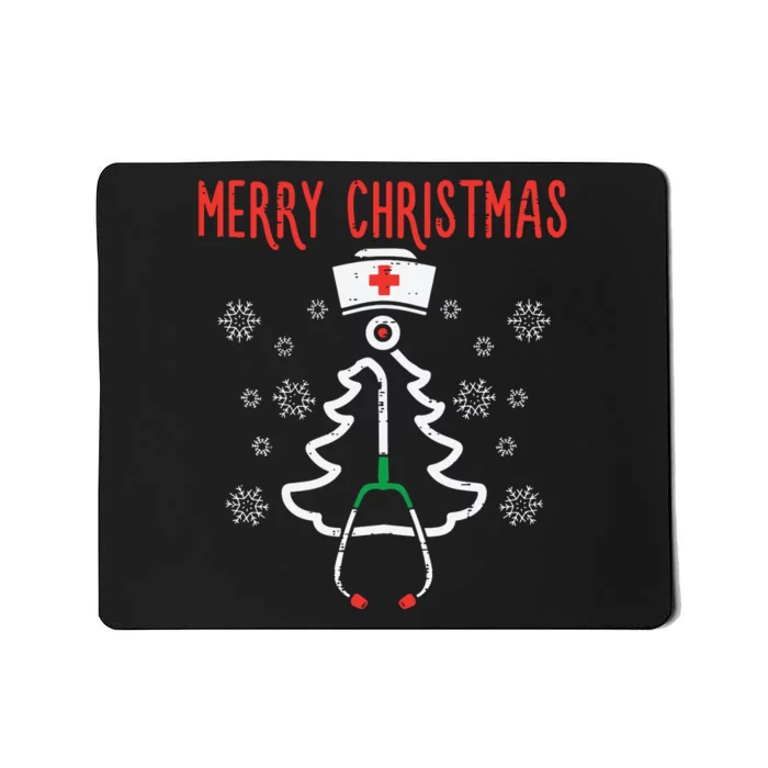 Merry Christmas Xmas Stethoscope Nurse Christmas Scrub Women Mousepad