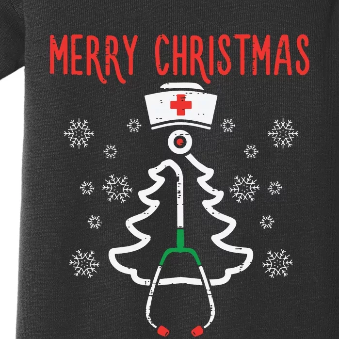 Merry Christmas Xmas Stethoscope Nurse Christmas Scrub Women Baby Bodysuit