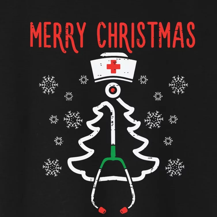 Merry Christmas Xmas Stethoscope Nurse Christmas Scrub Women Women's Crop Top Tee