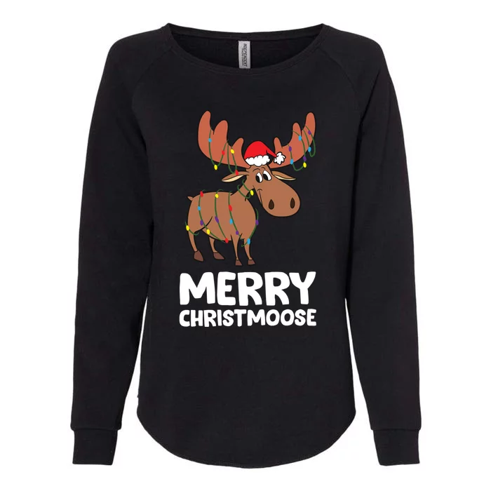 Merry Christmas Xmas Merry Christmoose Santa Hat Moose Gift Womens California Wash Sweatshirt