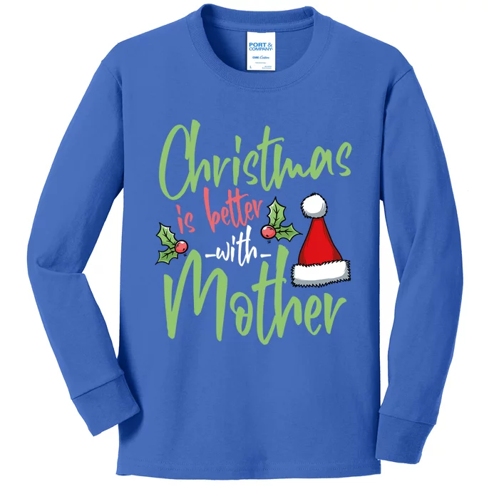 Mom Christmas Xmas Day Santa Mama Happy Holidays Mommy Great Gift Kids Long Sleeve Shirt