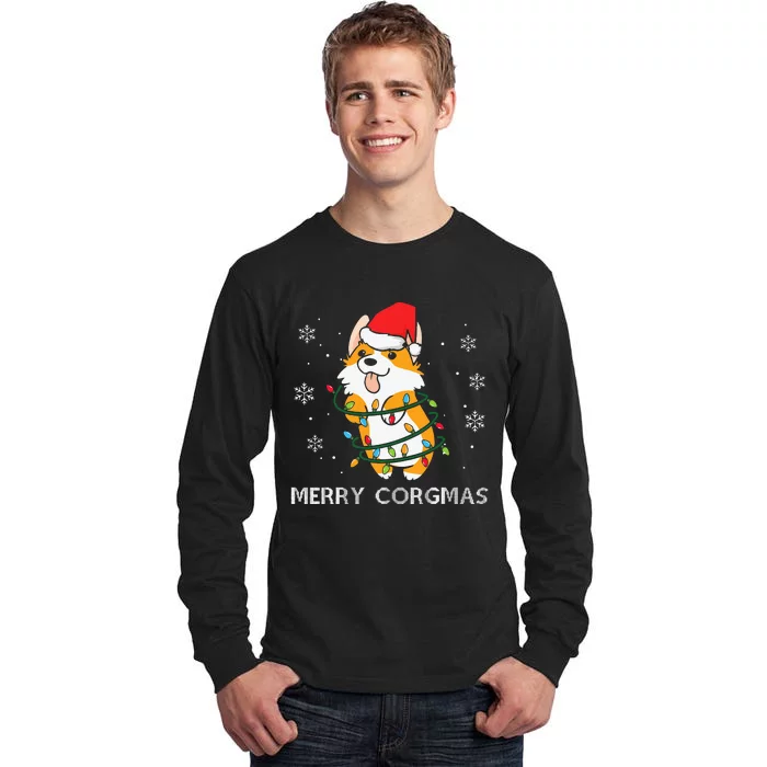 Merry Corgmas Xmas Pajamas Corgi Christmas Nerdy Dog Gifts Tall Long Sleeve T-Shirt