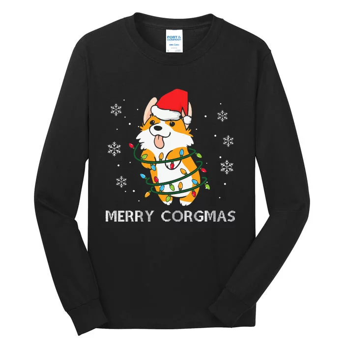 Merry Corgmas Xmas Pajamas Corgi Christmas Nerdy Dog Gifts Tall Long Sleeve T-Shirt