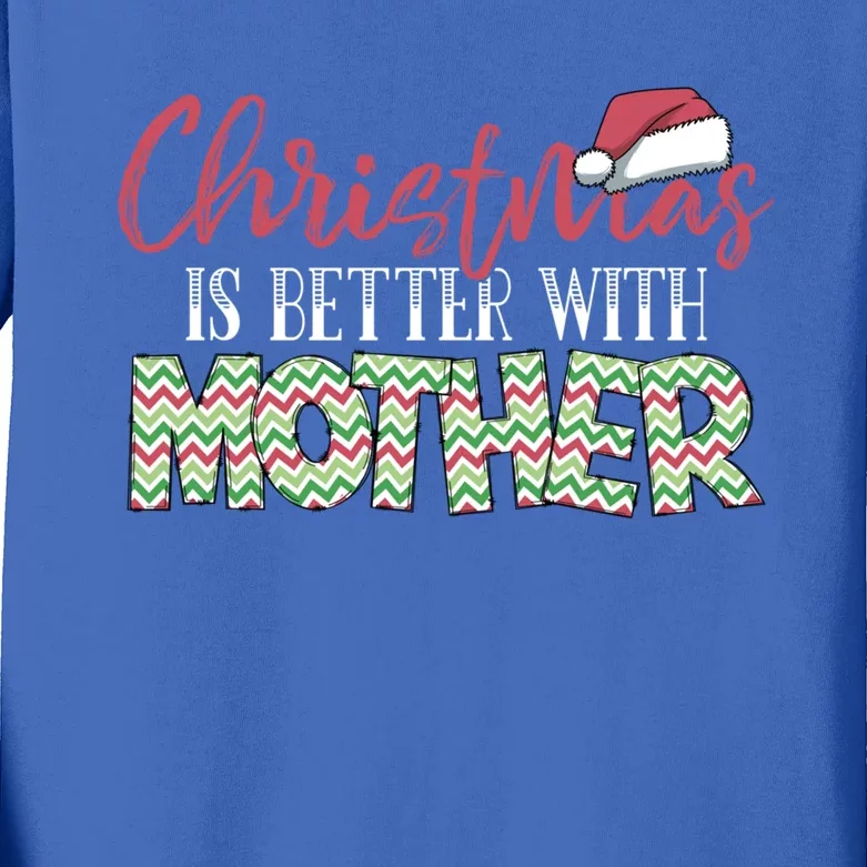 Mom Christmas Xmas Day Santa Mama Happy Holidays Mommy Funny Gift Kids Long Sleeve Shirt