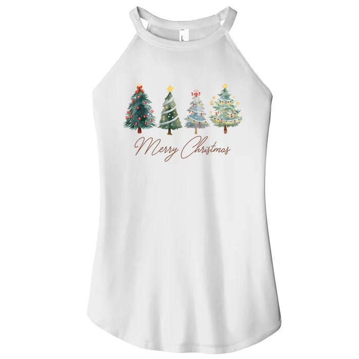 Merry Christmas Xmas Holiday Christmas Tree Matching Team Women’s Perfect Tri Rocker Tank