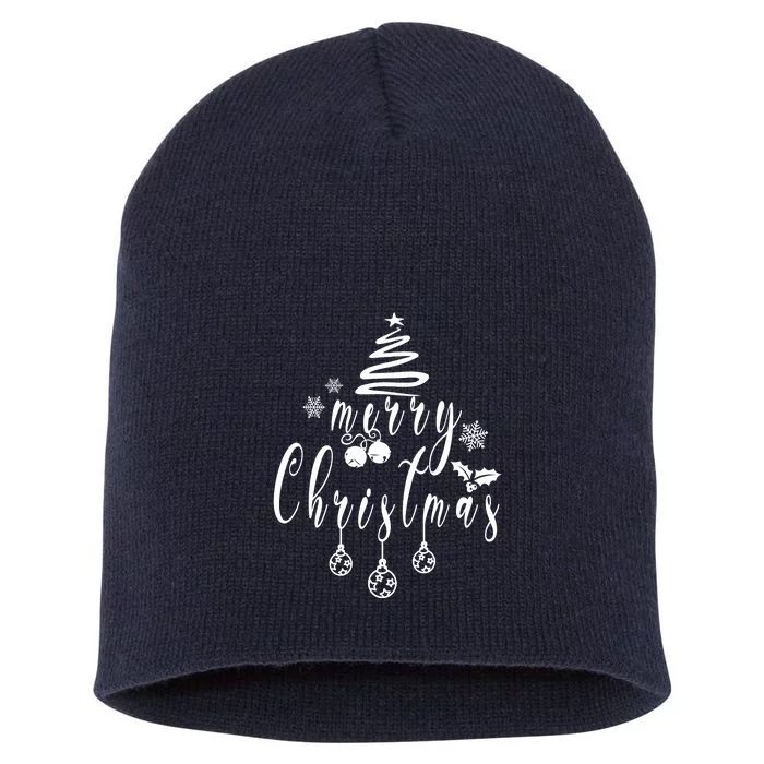 Merry Christmas Xmas Holiday Short Acrylic Beanie