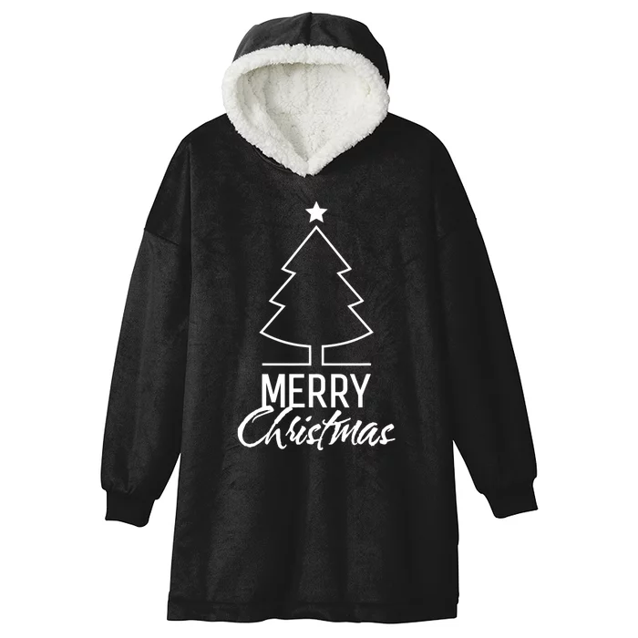 Merry Christmas Xmas Tree Hooded Wearable Blanket