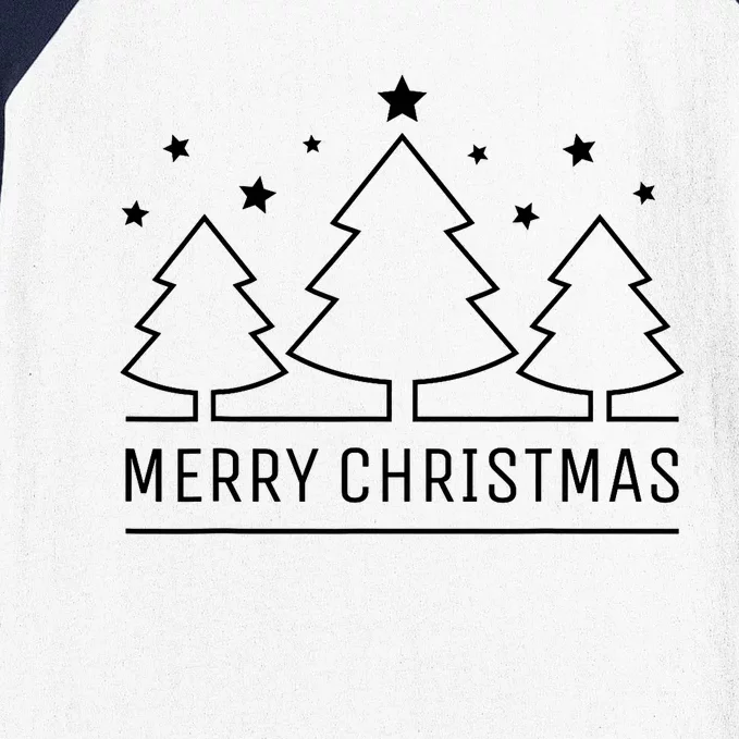 Merry Christmas Xmas Trees Baseball Sleeve Shirt