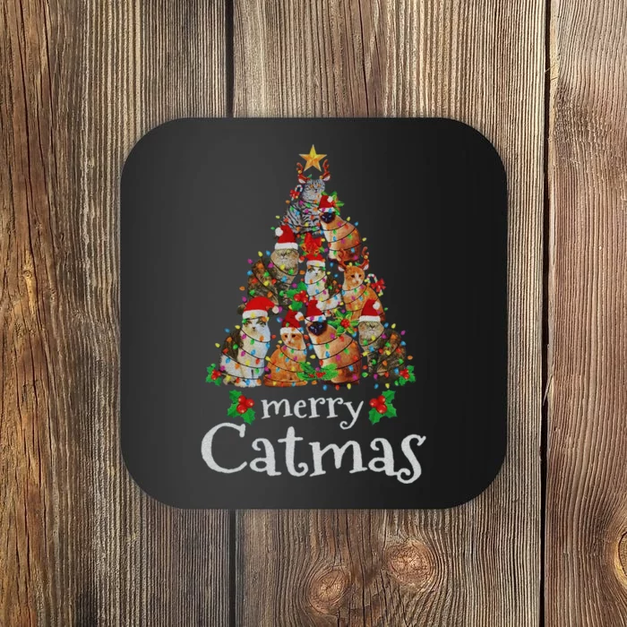 Merry Catmas Xmas Gift Funny Cat Christmas Gift Coaster