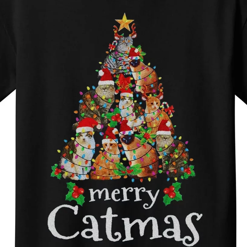 Merry Catmas Xmas Gift Funny Cat Christmas Gift Kids T-Shirt