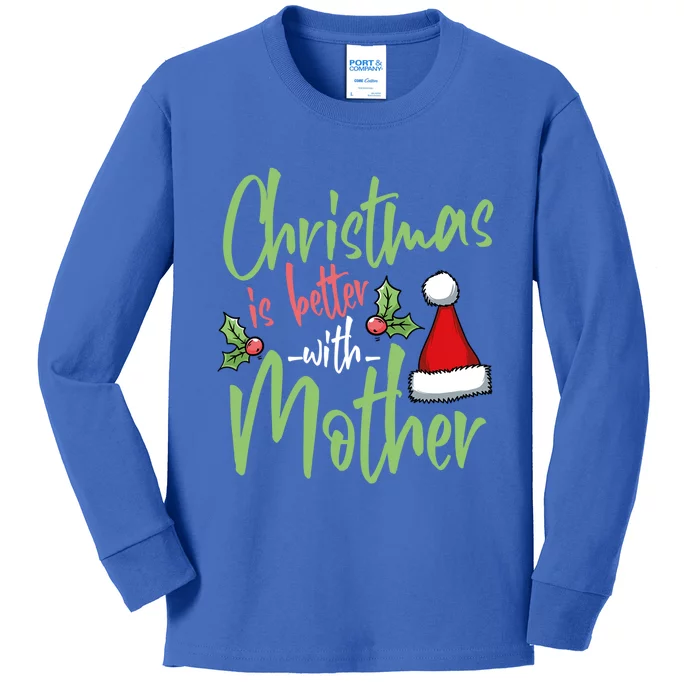 Mom Christmas Xmas Day Santa Mama Happy Holidays Mommy Gift Kids Long Sleeve Shirt