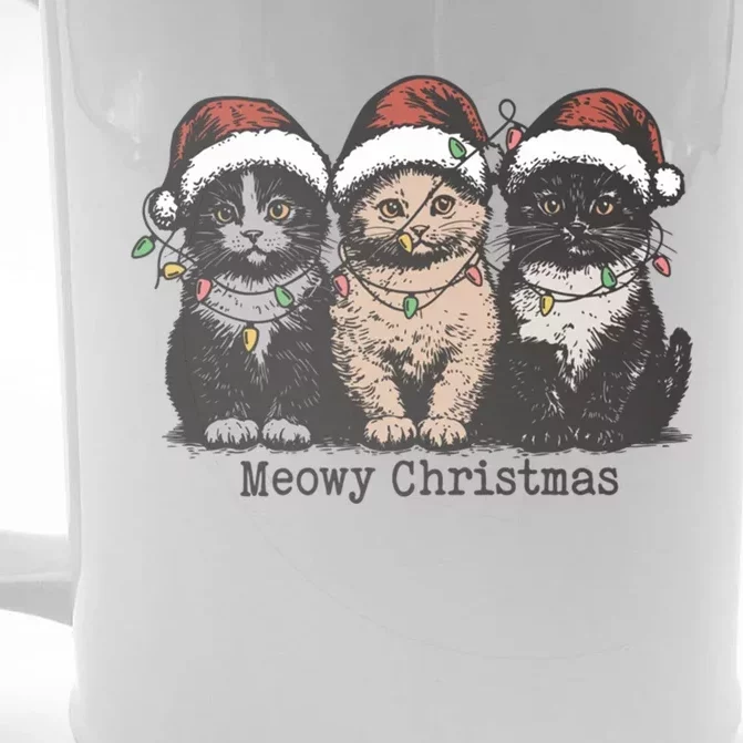 Meowy Christmas Xmas Cat Front & Back Beer Stein